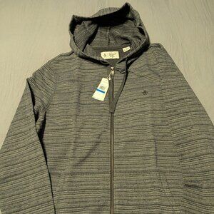 Original Penguin Space Dye Heavyweight Full Zip Hoodie X-Large Men's Black Gray